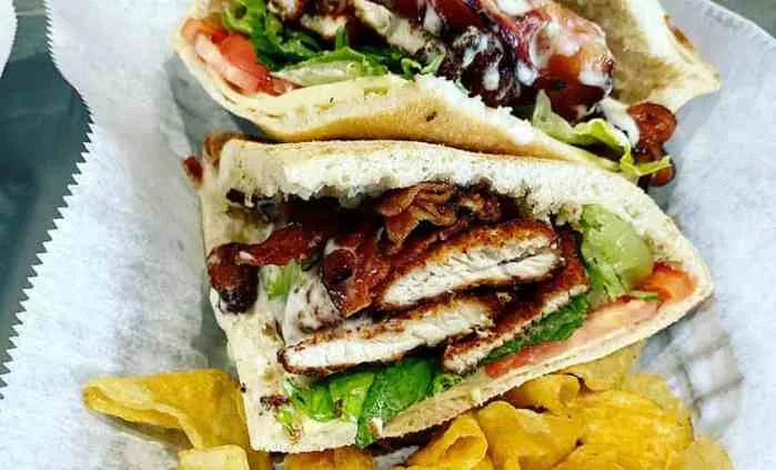 Grilled chicken wrap with fresh toppings